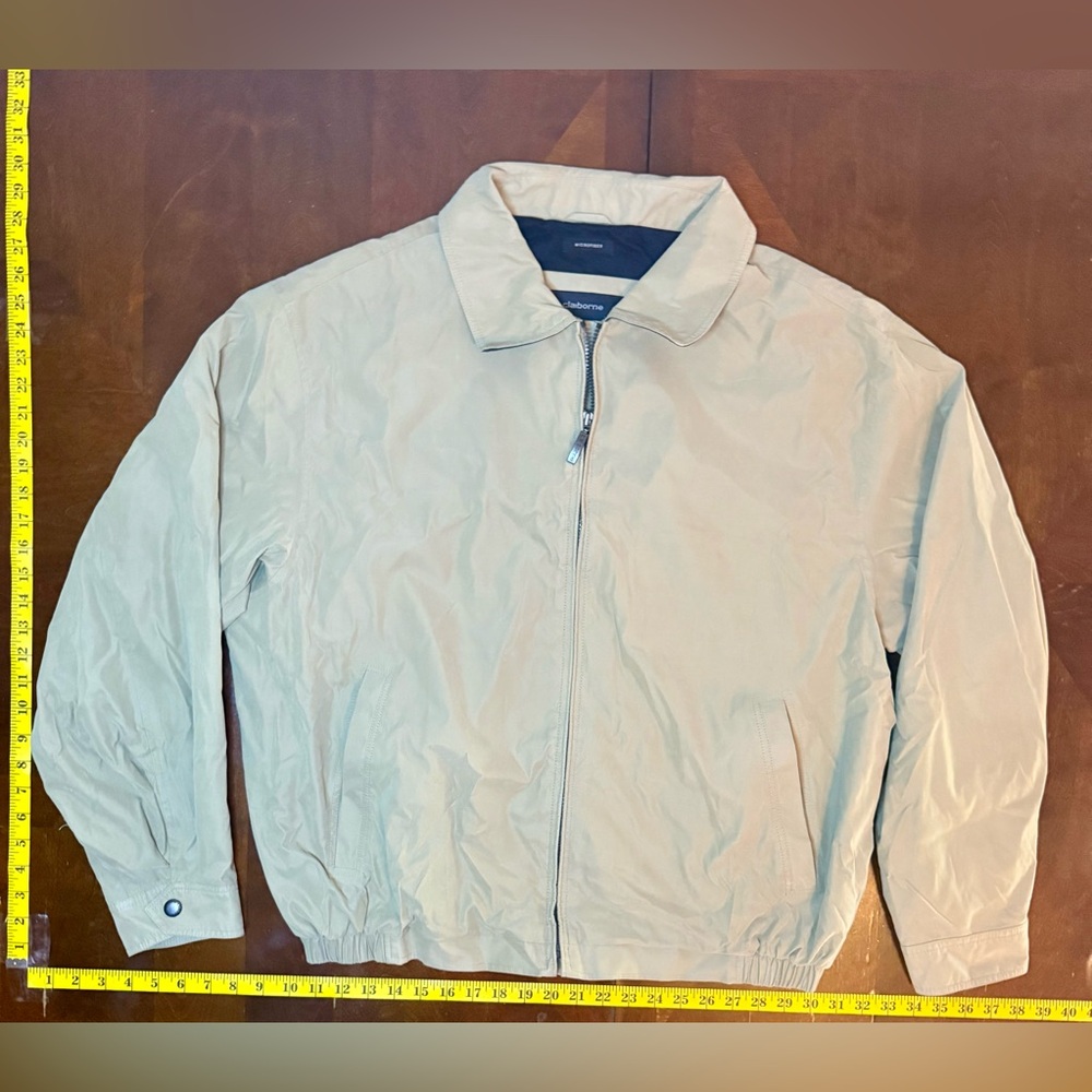 Claiborne Khaki Cream tan Jacket full zip up